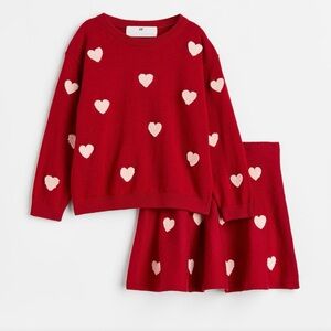 H&M Red Knit Hearts 2 pc Set